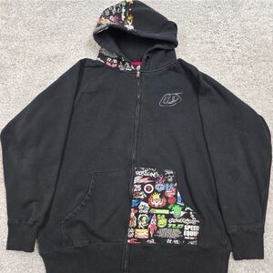 Troy Lee Designs Sweater Mens XXL Black Full Zip Long Sleeve Graphics Y2K